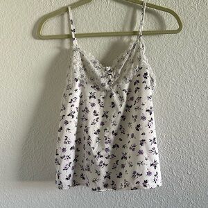 Lace silk tank top adjustable strap